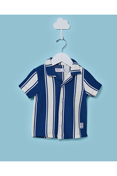 REDTAG Infant Boys Blue Striped Shirt