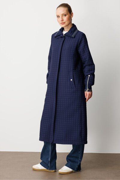 Micca Ribana ve Fermuar Detaylı Tüm Beden Astarlı Jakar Kapitone Mevsimlik Sp...