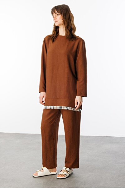 Micca Ferra Garni İpekçe Kumaş Hafif ve Konforlu Pantalon Tunik Kombin Takım-...