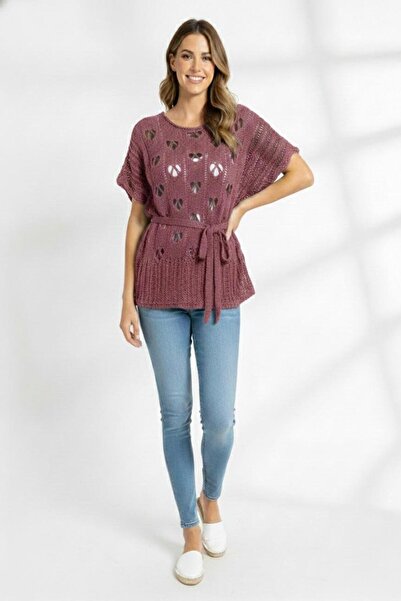 Cockatoo Belted Openwork Knitwear Blouse / Fits Sizes 36 & 46