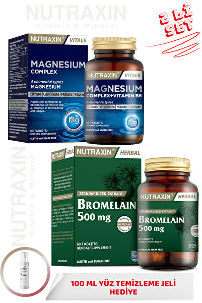Nutraxin Magnesium Complex+Vitamin B6 60 Tablets & Bromelain 500 Mg 60 Tablet...