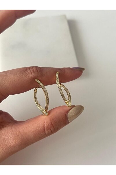 shop Crystal Curved Gold Stone Earrings