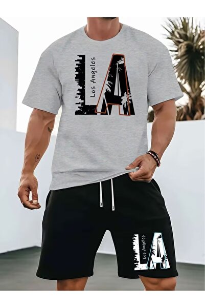 PAVRO Unisex Oversize Shorts Set Top and Bottom Two-Piece Comfortable Colorfu...