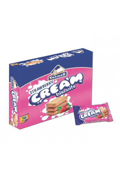 Deemah Strawberry Cream Biscuits, 25gm × 16