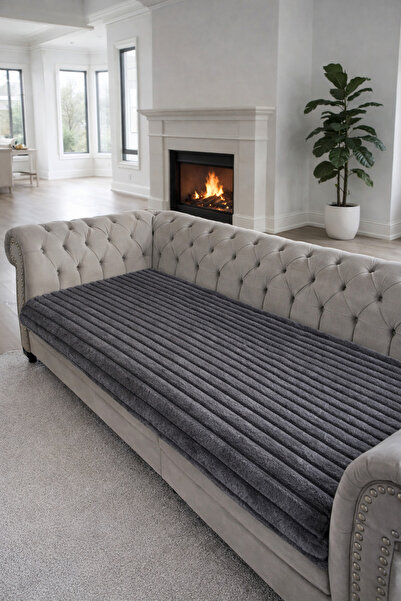 KAYALI HOME Embossed Soft Furry Striped Sofa Cover That Covers the Seating Area