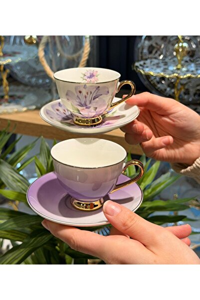 Onedekor طقم فناجين قهوة من البورسلين لـ 6 أشخاص من ليلورا