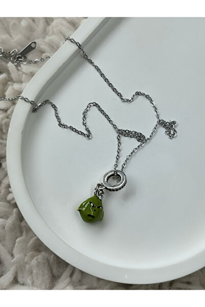 Lume Store قلادة من الفولاذ المقاوم للصدأ 316L باللون الفضي مع تميمة شخصية غر...