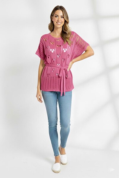 Cockatoo Belted Openwork Knitwear Blouse / Fits Sizes 36 & 46