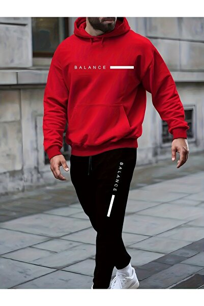 mercoledi Yazı Printed Men's Hooded Top Jogger Bottom Tracksuit Set Oversized...