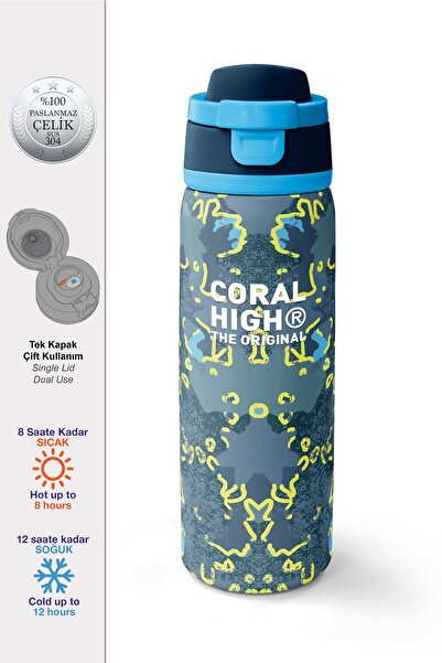 Coral High Multicolored Steel Thermos with Straw 800 ml 38565