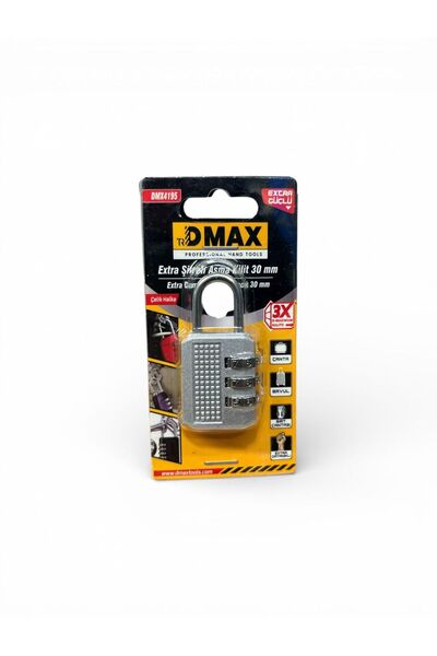 DMAX Extra Strong 30mm Padlock Dmx4195 Silver Color 3 Passwords