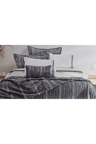 VELLON HOME طقم غطاء سرير من 4 قطع من شاركا، لون أنثراسايت