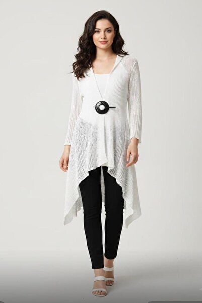 Cockatoo Buckle Detailed Laser Openwork Knitwear Cardigan, Suitable for Size ...