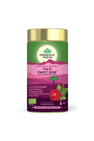 Organic India Ceai Tulsi (Busuioc Sfant) Trandafir Dulce Antistres Fermecator...
