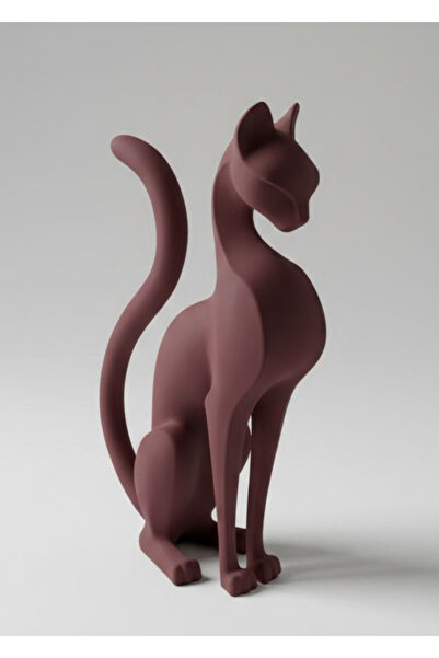 RITA ROSSA Modern Geometrik Kedi Biblosu - El Boyaması Dekoratif Kedi Heykeli...