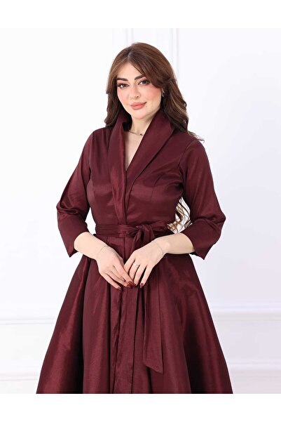 MEUON فستان سهرة عنابي