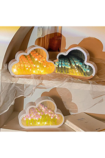 baytoptan Toptan Bulut Tasarımlı Aynalı Lale Gece Lambası