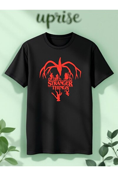 Vordevia Tricou oversize din bumbac imprimat Mind Flayer Stranger Things