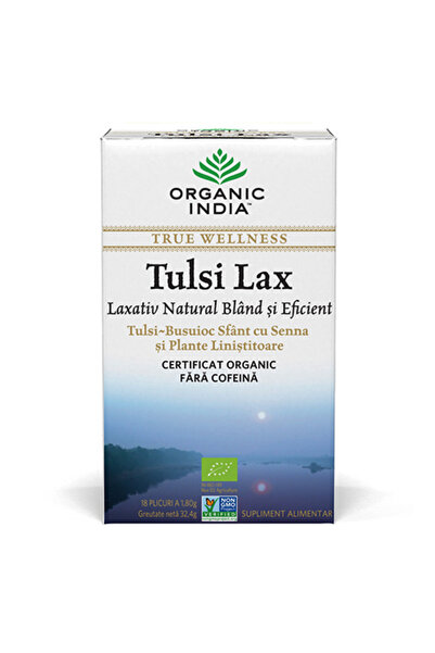 Organic India Ceai Tulsi Lax (Busuioc Sfant) Laxativ Bland si Eficient, plicuri