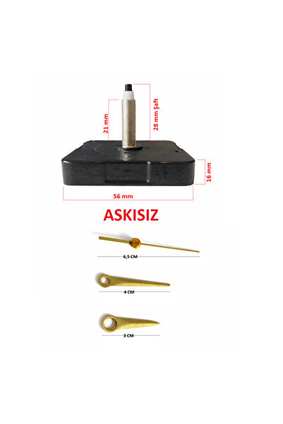 EXİZ TİCARET Askısız 28 mm Akar Sessiz Duvar Saati Mekanizması -Metal akrep-y...