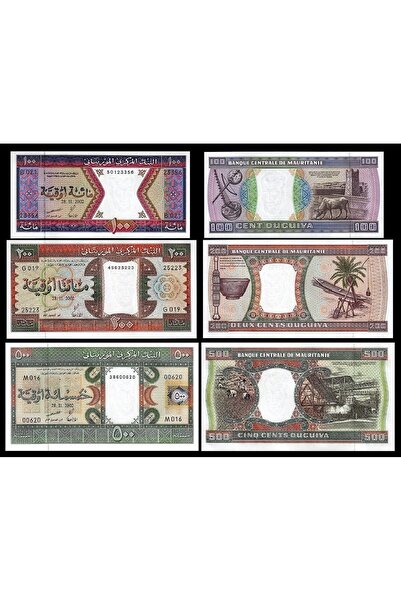 3Alp Koleksiyon Moritanya 100-200-500 Ouguıya 2002, 3 Lü Set Çil, Eski Yabanc...