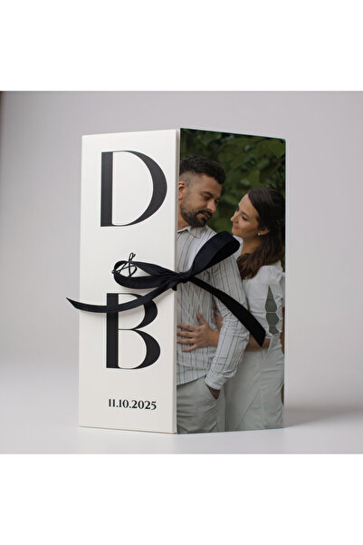 Fabricacucadouri Modern Personalized Wedding Invitation with Photo and Black Bow