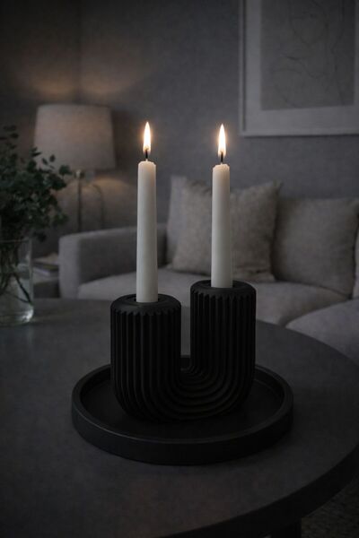 BUBUHOMEDECOR Modern Şamdanlık ve Tabak Kaktüs Figürlü