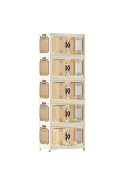 ATM 5-Tier Rolling Storage Cabinet with Transparent Doors - 53x32x144 cm