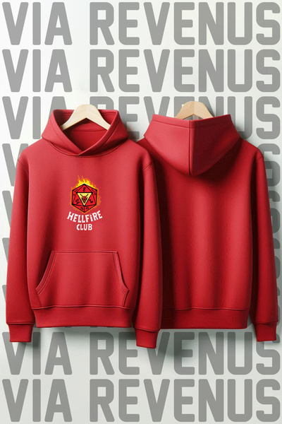 Vordevia Stranger Things Hellfire Club Printed Unisex Oversize Hooded Sweatsh...