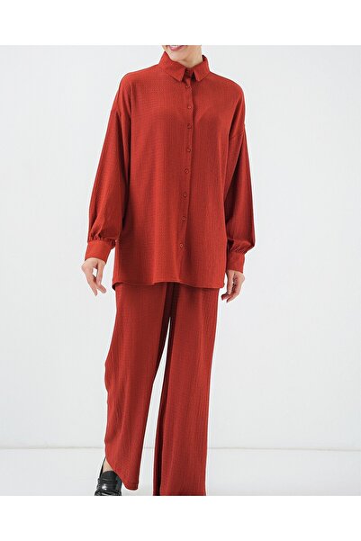 Modamorfo Women's Knitted Hijab Top and Bottom Set 6711 - Tile