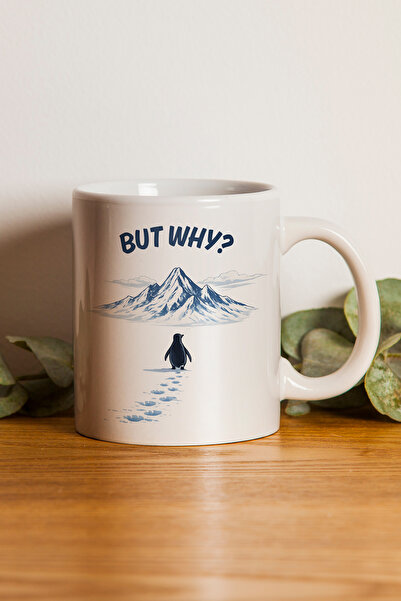 gavebutik Nihilist Penguin''But Why'' Printed Gift Mug, Machine Washable