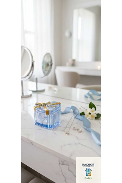 KACHKIRHOME Cam Kalp Fiyonk Kase Kapaklı Mavi Hediyelik Sevgililer Günü Takı ...