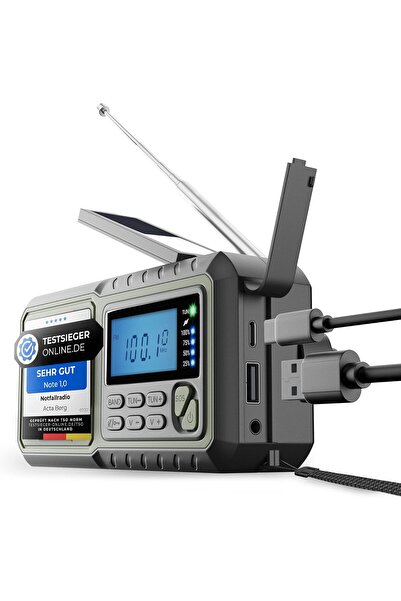 Acta Berg Deprem ve Acil Durum Radyosu, Kranklı, Güneş Enerjili, 5000 mAh Pil...