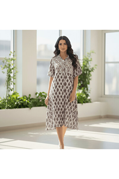 alqarat ATHER Summer Shirt Dress – Modern Heritage Print