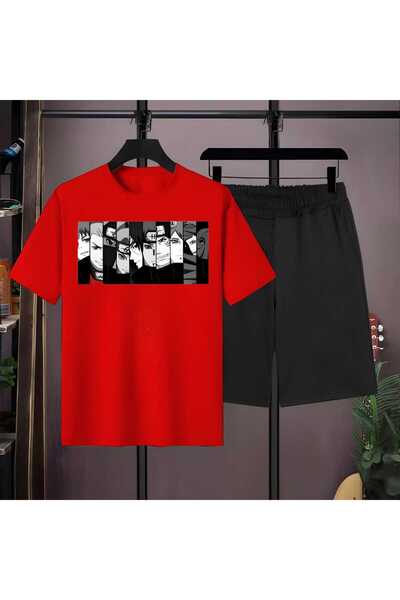 Zohar تي شيرت مطبوع من الأعلى والأسفل - مجموعة شورتات