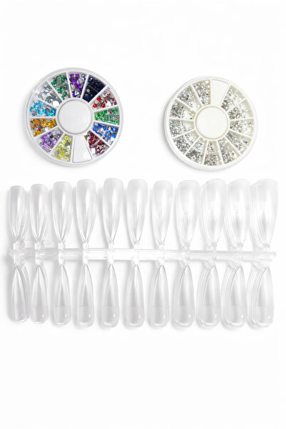 OEM False Nail Set – Nail Tips + Nail Art Decorative Stones