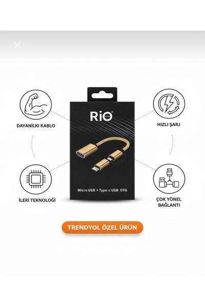 Rio Micro USB – Type-C OTG Dönüştürücü Adaptör | Telefon Klavye USB Bellek v....