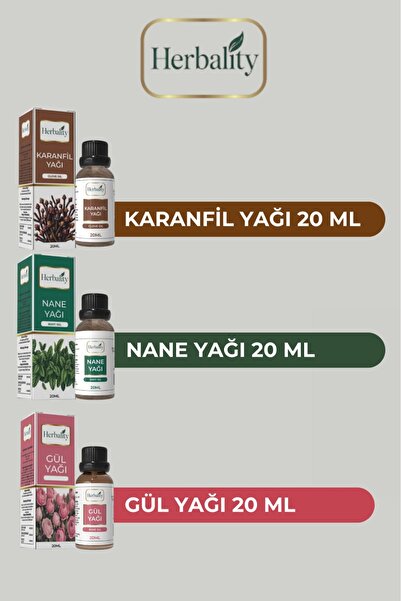 herbalıty Clove mint rose oil set 20 ml