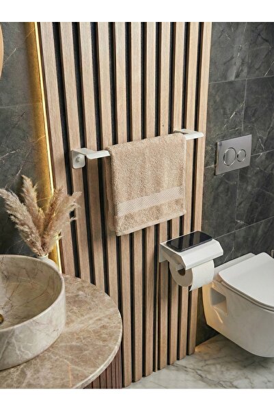 Havluluk & Wc Kağıtlık Metal Set I Yapışkan Aparatı I Vida