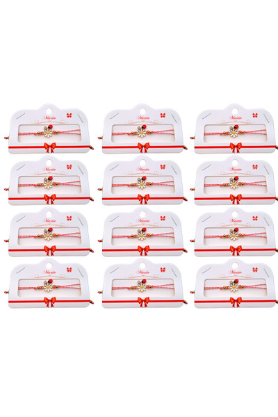 HYVESTO Martisor Bracelets Set of 12 Pieces Daisy Ladybug Black and White Adj...