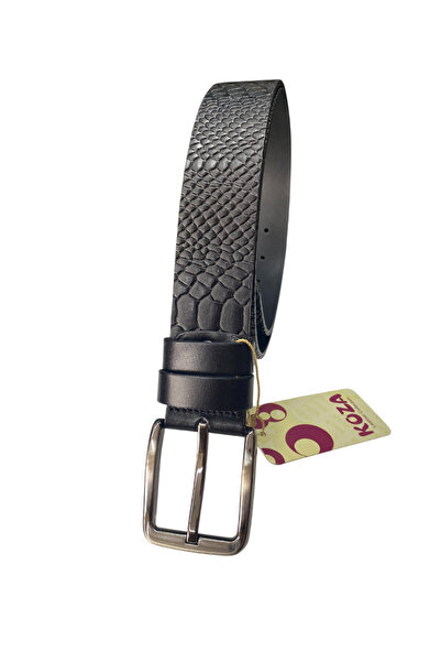 Koza 3,8 cm siyah model225 piton baskılı spor deri kemer