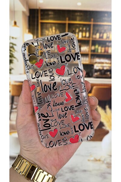 Vip Case iPhone 11 Compatible Love Text Patterned Transparent Shock-Absorbing...