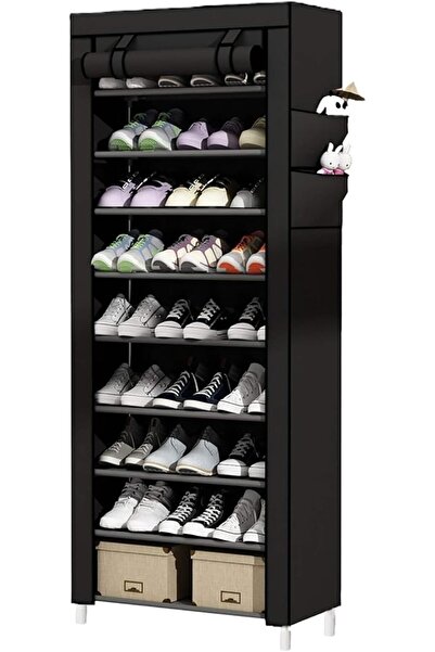 Generic 9-Tier Shoe Rack Canvas Shoe Storage Cabinet for 45 Pairs Shoes
