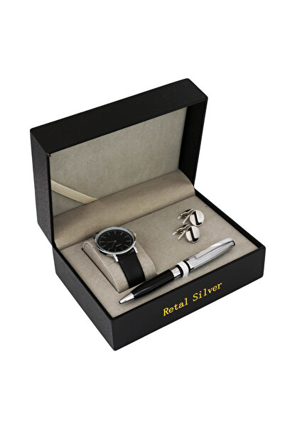 Corato Rital Silver Men's Set, Black and Silver
