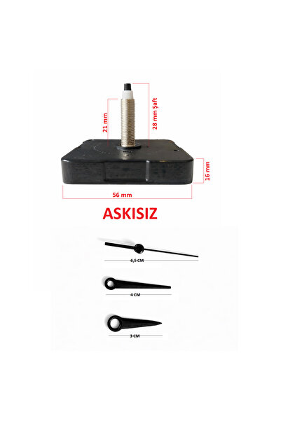 EXİZ TİCARET Askısız 28 mm Akar Sessiz Duvar Saati Mekanizması -Metal akrep-y...