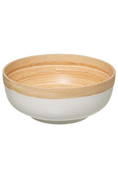 Generic Five Simply Smart Modern Design Bamboo Salad Bowl White and Beige 20 cm