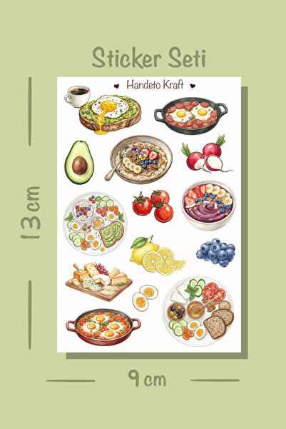 Handeto Kraft Breakfast Themed Sticker Set Stickers Scrapbook Bullet Journal ...