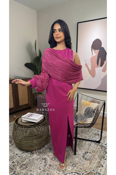 Warazan shawl-style off-the-shoulder dress
