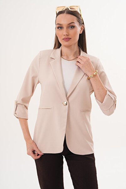 ŞİMAL Women's Sleeve Fold Detailed Unlined Jacket 260127 -