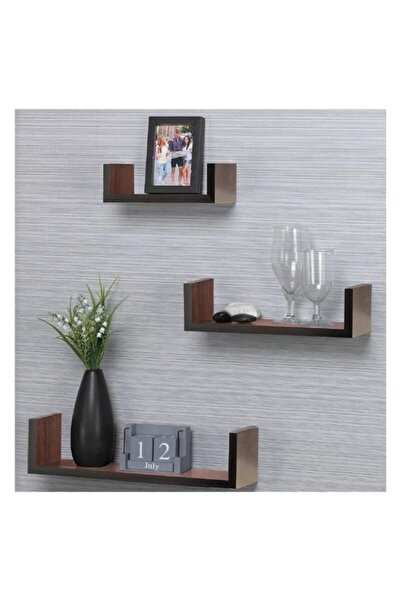DAsiNU Dark Brown MDF Wall Shelves 3pcs